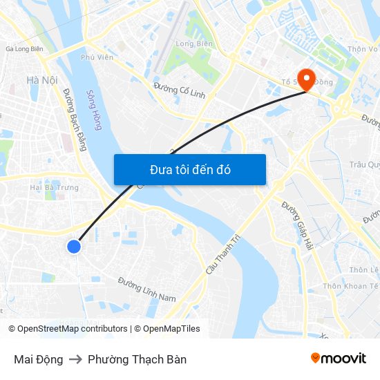 Mai Động to Phường Thạch Bàn map