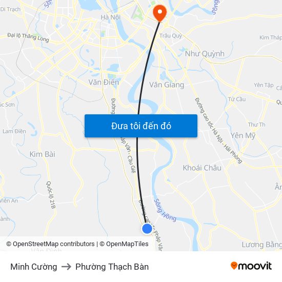Minh Cường to Phường Thạch Bàn map