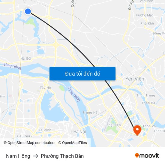 Nam Hồng to Phường Thạch Bàn map