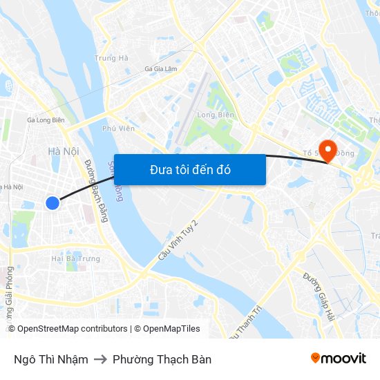 Ngô Thì Nhậm to Phường Thạch Bàn map