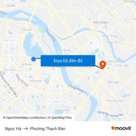 Ngọc Hà to Phường Thạch Bàn map