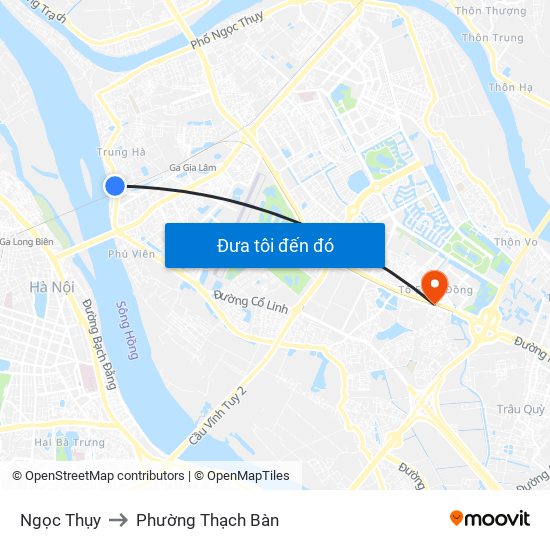 Ngọc Thụy to Phường Thạch Bàn map