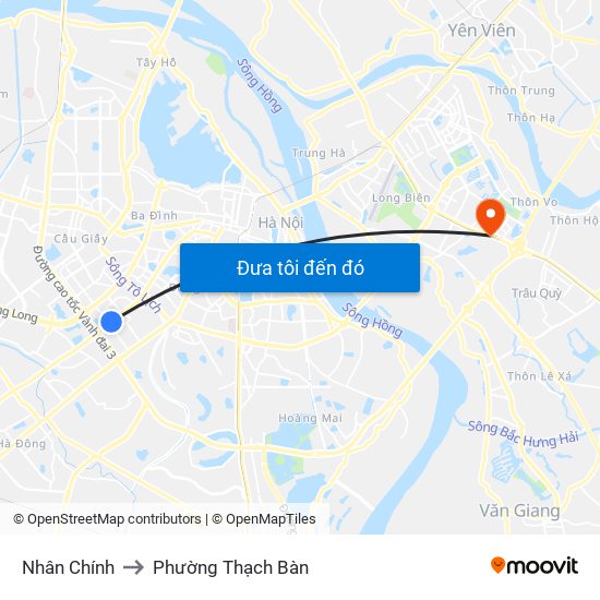 Nhân Chính to Phường Thạch Bàn map