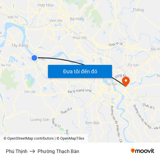 Phú Thịnh to Phường Thạch Bàn map