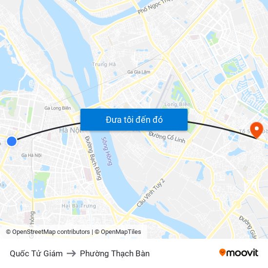 Quốc Tử Giám to Phường Thạch Bàn map