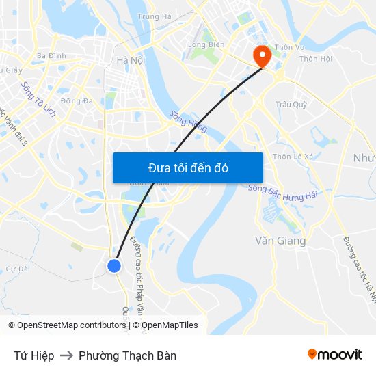 Tứ Hiệp to Phường Thạch Bàn map