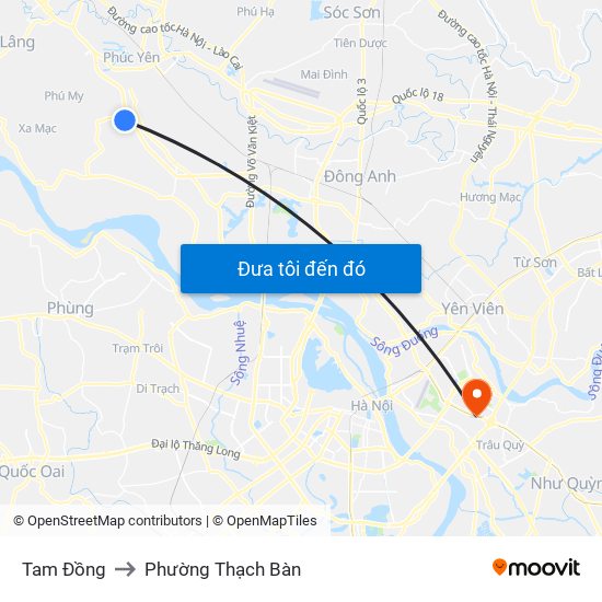 Tam Đồng to Phường Thạch Bàn map