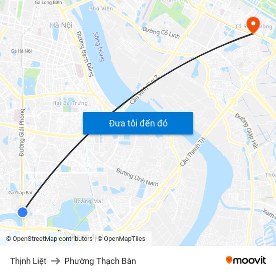 Thịnh Liệt to Phường Thạch Bàn map