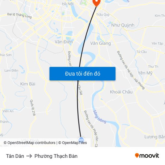 Tân Dân to Phường Thạch Bàn map