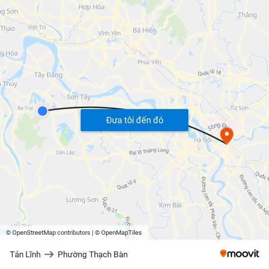 Tản Lĩnh to Phường Thạch Bàn map