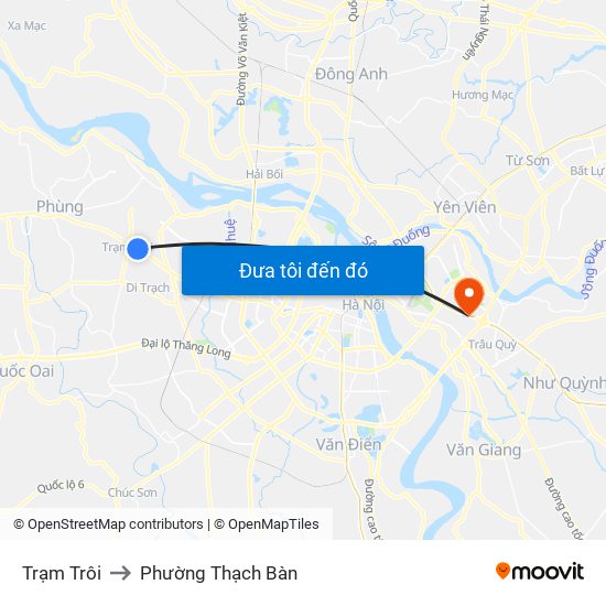 Trạm Trôi to Phường Thạch Bàn map