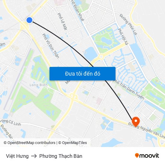 Việt Hưng to Phường Thạch Bàn map