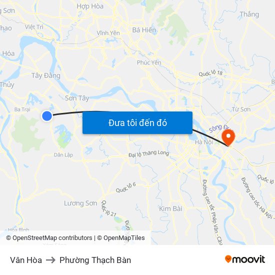 Vân Hòa to Phường Thạch Bàn map