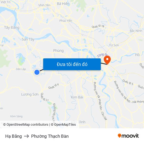 Hạ Bằng to Phường Thạch Bàn map