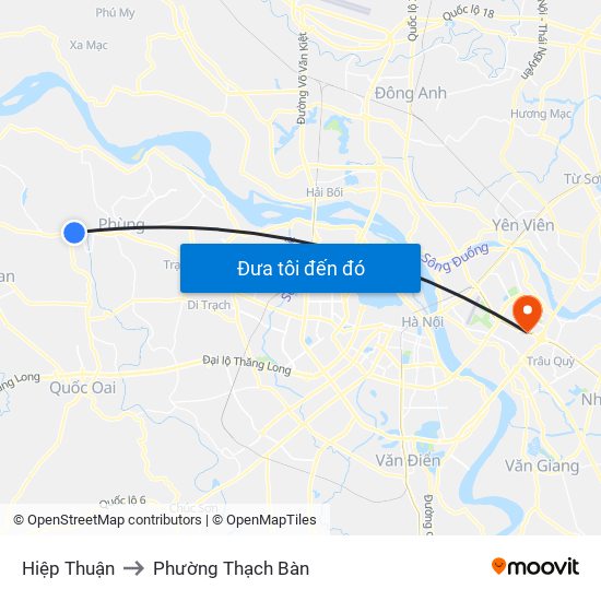 Hiệp Thuận to Phường Thạch Bàn map