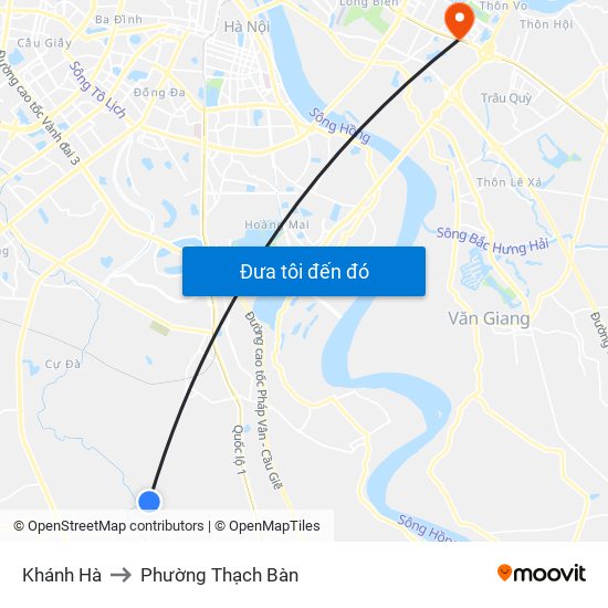 Khánh Hà to Phường Thạch Bàn map