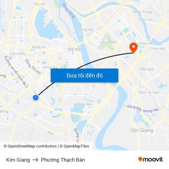 Kim Giang to Phường Thạch Bàn map