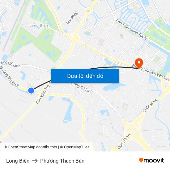 Long Biên to Phường Thạch Bàn map