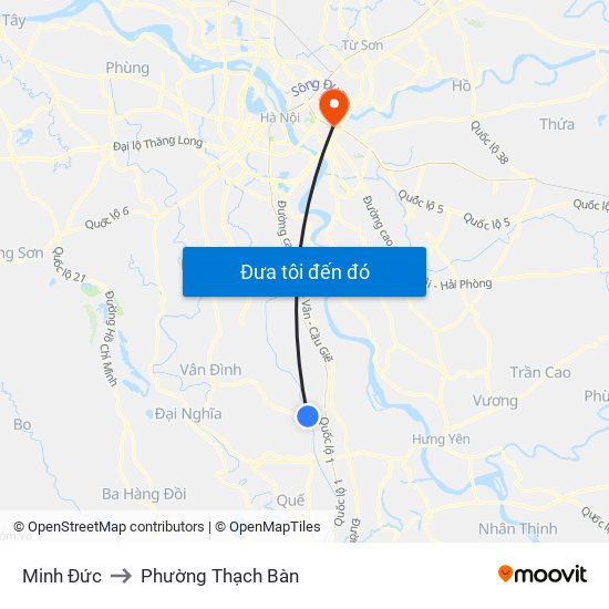 Minh Đức to Phường Thạch Bàn map