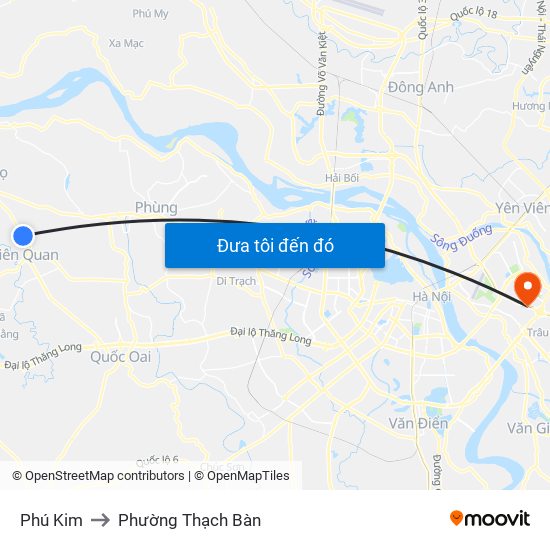 Phú Kim to Phường Thạch Bàn map