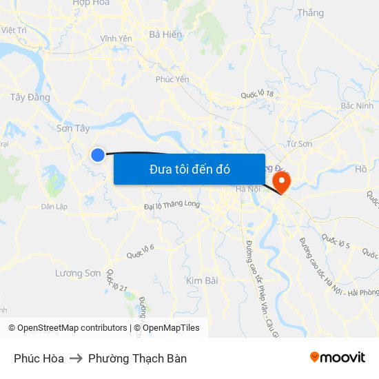 Phúc Hòa to Phường Thạch Bàn map