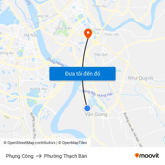 Phụng Công to Phường Thạch Bàn map