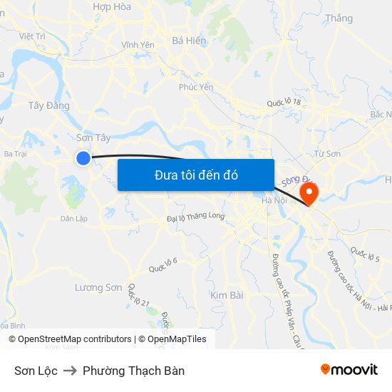 Sơn Lộc to Phường Thạch Bàn map