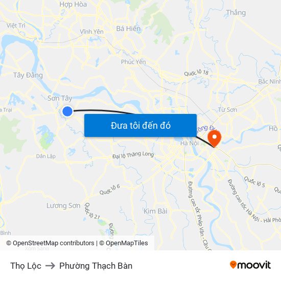 Thọ Lộc to Phường Thạch Bàn map