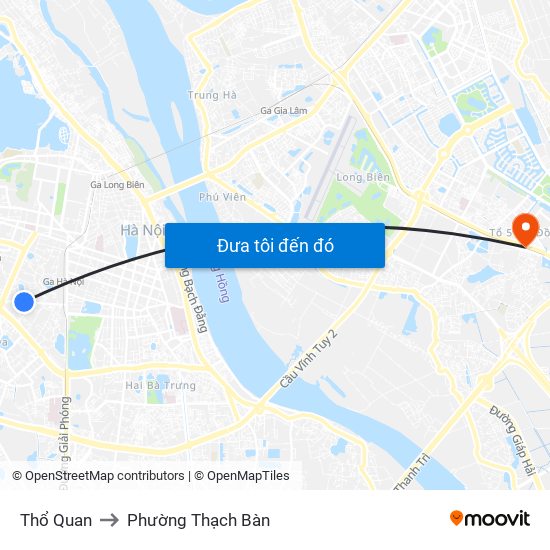 Thổ Quan to Phường Thạch Bàn map