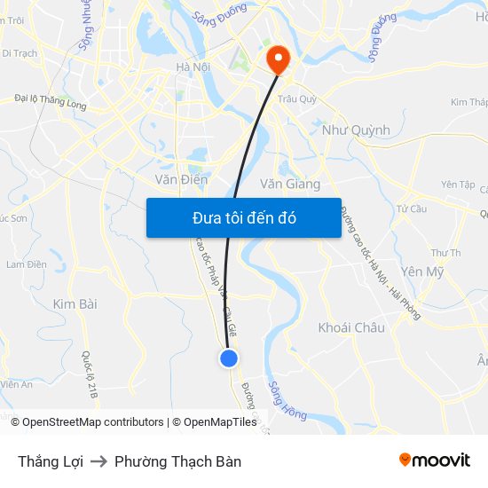 Thắng Lợi to Phường Thạch Bàn map