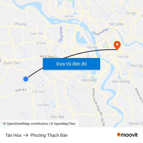 Tân Hòa to Phường Thạch Bàn map