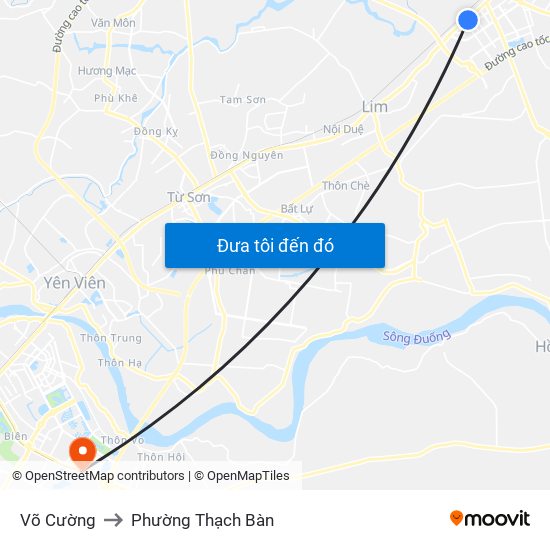 Võ Cường to Phường Thạch Bàn map