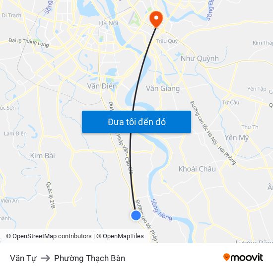 Văn Tự to Phường Thạch Bàn map