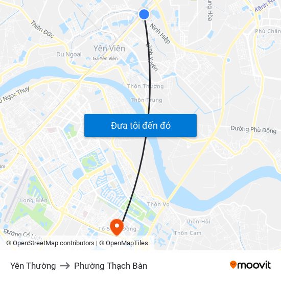 Yên Thường to Phường Thạch Bàn map
