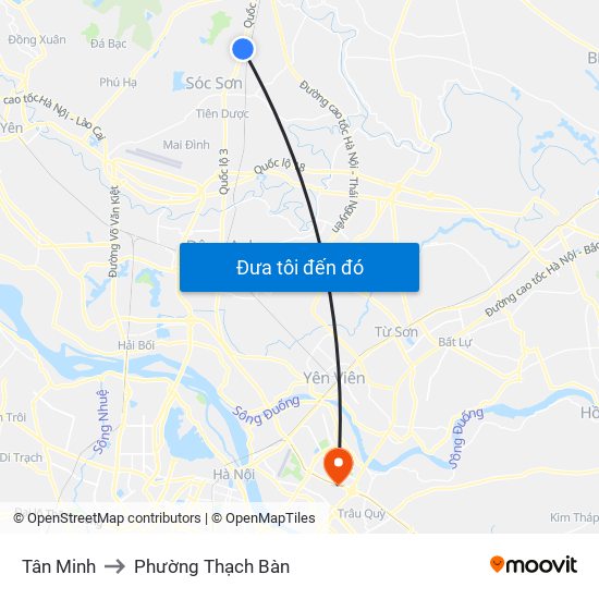 Tân Minh to Phường Thạch Bàn map