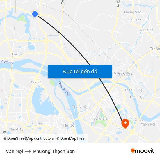 Vân Nội to Phường Thạch Bàn map