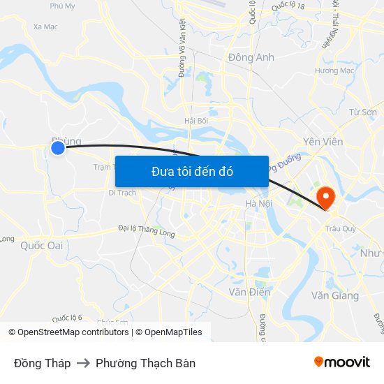 Đồng Tháp to Phường Thạch Bàn map
