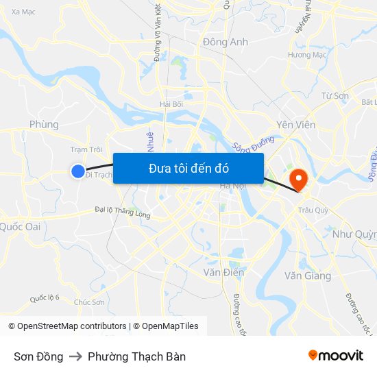 Sơn Đồng to Phường Thạch Bàn map