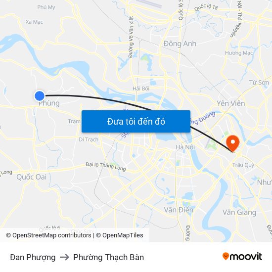 Đan Phượng to Phường Thạch Bàn map