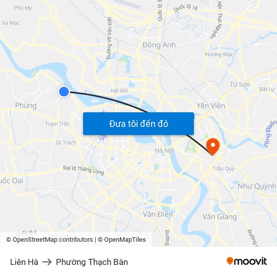 Liên Hà to Phường Thạch Bàn map