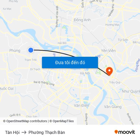 Tân Hội to Phường Thạch Bàn map