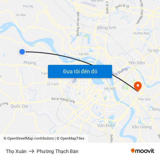Thọ Xuân to Phường Thạch Bàn map