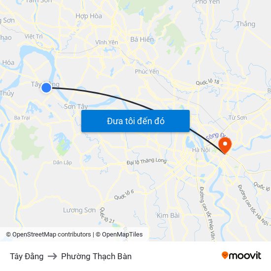 Tây Đằng to Phường Thạch Bàn map