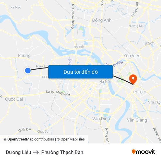 Dương Liễu to Phường Thạch Bàn map