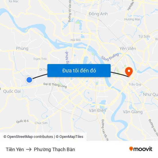 Tiền Yên to Phường Thạch Bàn map
