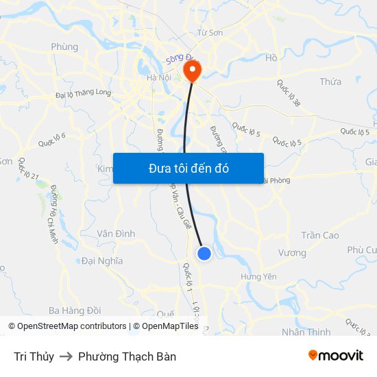 Tri Thủy to Phường Thạch Bàn map