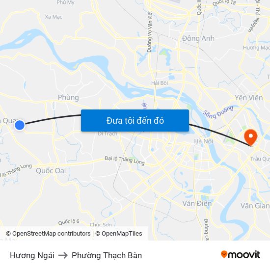 Hương Ngải to Phường Thạch Bàn map