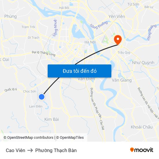 Cao Viên to Phường Thạch Bàn map