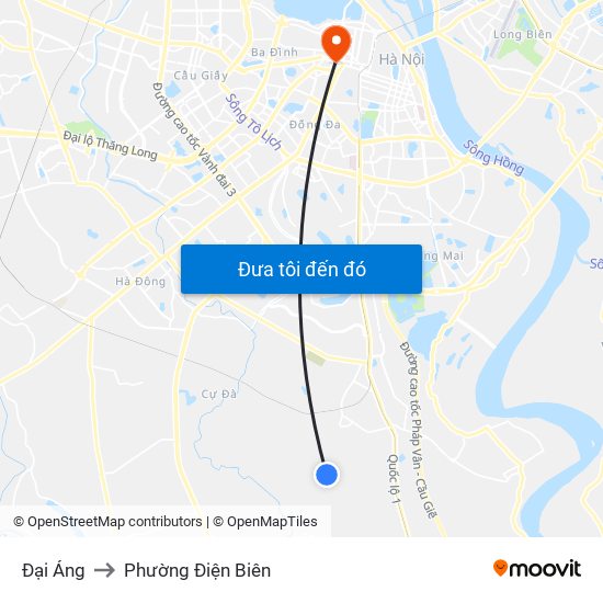 Đại Áng to Phường Điện Biên map