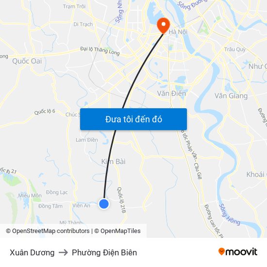 Xuân Dương to Phường Điện Biên map